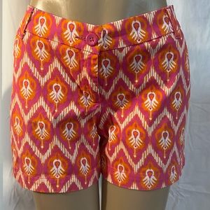 Crown and Ivy Caroline shorts with peacock feather design.